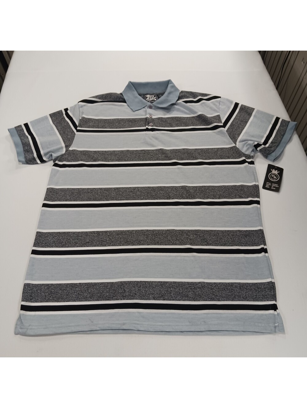 Old Skool DR1425X Men's Gray/Black Striped Short Sleeve Casual Polo Shirt Sz 5X